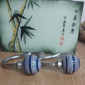 IKEA Blue and White Striped Curtain Accents